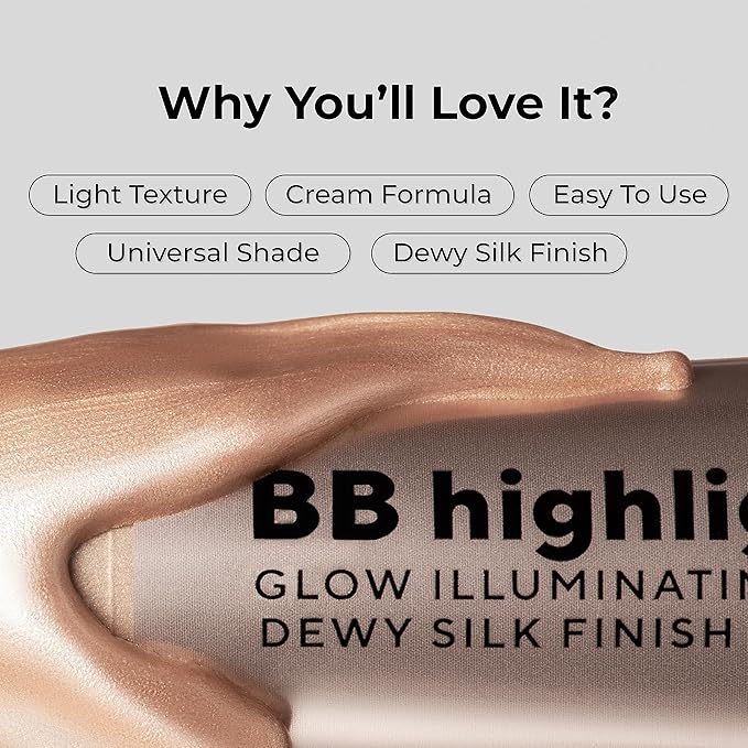 Lamel Dewy Cream BB Highlighter - Lightweight, Buildable and Luxuriously Glossy with Radiant, Natural-looking, Non-Greasy, Moisturizing, and Long-Lasting Formula for Flawless, Skin-Brightening - 401-VivaGrace Women