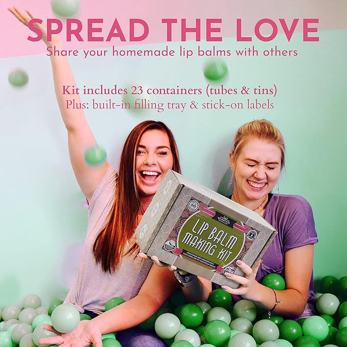 Deluxe Lip Balm Kit with Filling Tray, (77-Piece Set) For Making Your Very Own Clear & Colored DIY Lip Balms! | Includes Tubes, Bees Wax Pouch, 100% Pure Therapeutic Essential Oils & More-VivaGrace Women