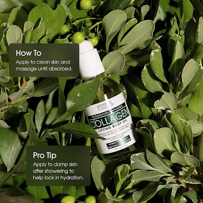 Advanced Clinicals Hydrating Collagen Oil For Body & After Shower | Visible Anti Aging Moisturizing Collagen Body Oil For Women & Men Helps Soften Appearance Of Crepe Skin & Wrinkles, 3.8 Fl Oz-VivaGrace Women