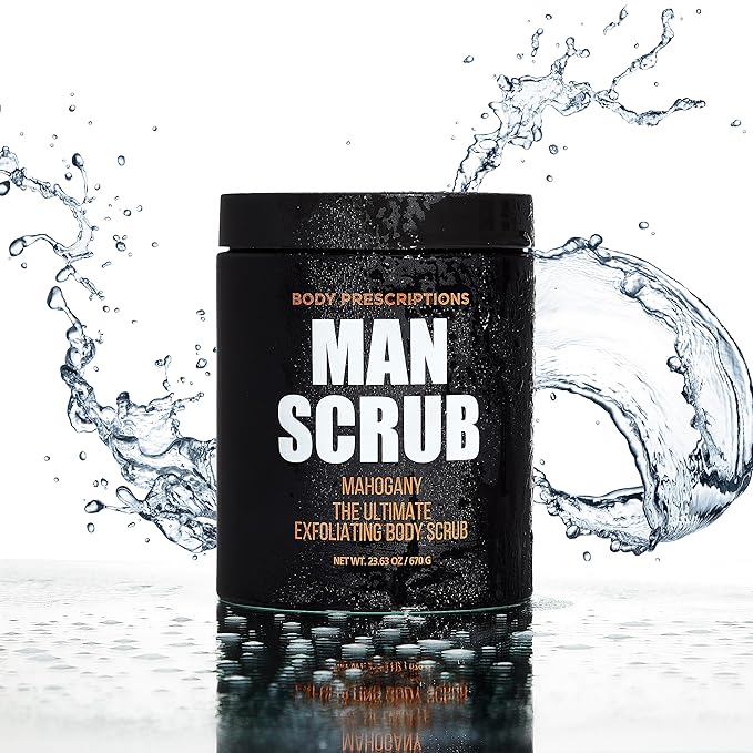 Body Prescriptions Men’s Exfoliating Body Scrub – Ultimate Skin Cleansing Wash in Jar with Twist-Top Lid, For All Skin Types, 21 Ounce (Pack of 4), Mahogany-VivaGrace Women