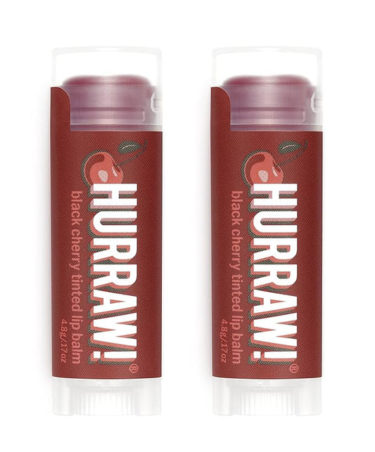 Hurraw! Black Cherry Tinted Lip Balm, 2 Pack: (Sheer Red Tint) Organic, Certified Vegan, Cruelty and Gluten Free. Non-GMO, 100% Natural Ingredients. Bee, Shea, Soy and Palm Free. Made in USA-VivaGrace Women