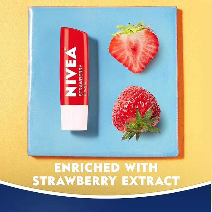 NIVEA Strawberry Lip Care - Tinted Lip Balm for Beautiful, Soft Lips - Pack of 4-VivaGrace Women