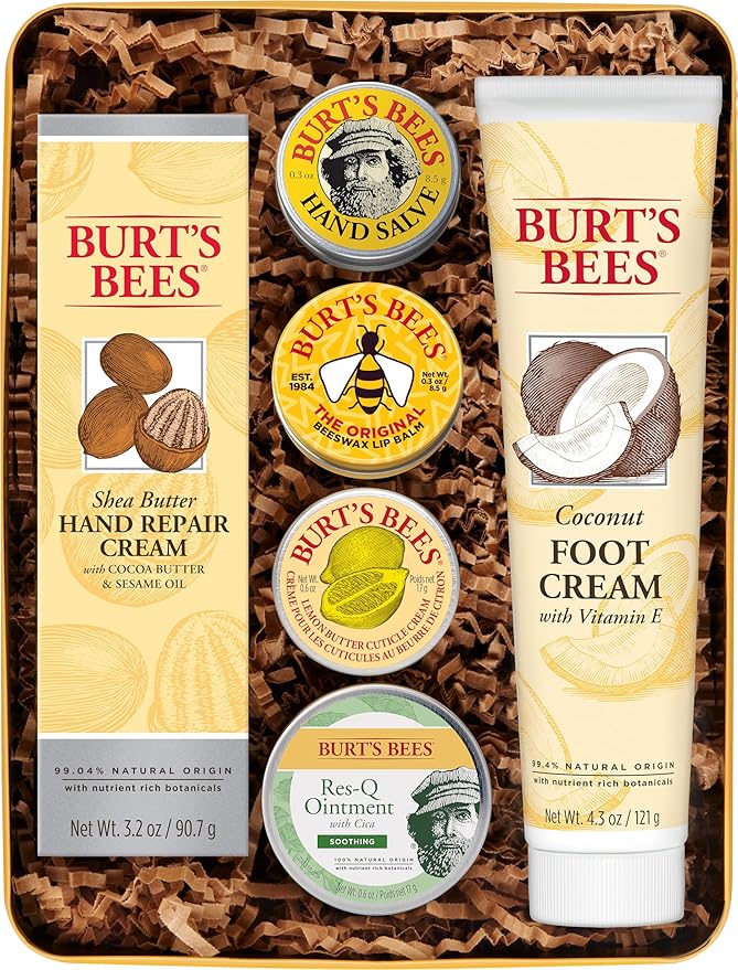 Burt's Bees Back to School Gifts Ideas, 6 Dorm Body Care College Dorm Products, Classics Set -Original Beeswax Lip Balm, Cuticle Cream, Hand Salve, Res-Q Ointment, Hand Repair Cream & Foot Cream-VivaGrace Women