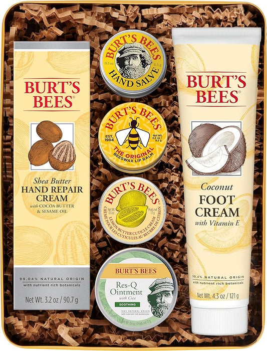 Burt's Bees Back to School Gifts Ideas, 6 Dorm Body Care College Dorm Products, Classics Set -Original Beeswax Lip Balm, Cuticle Cream, Hand Salve, Res-Q Ointment, Hand Repair Cream & Foot Cream-VivaGrace Women