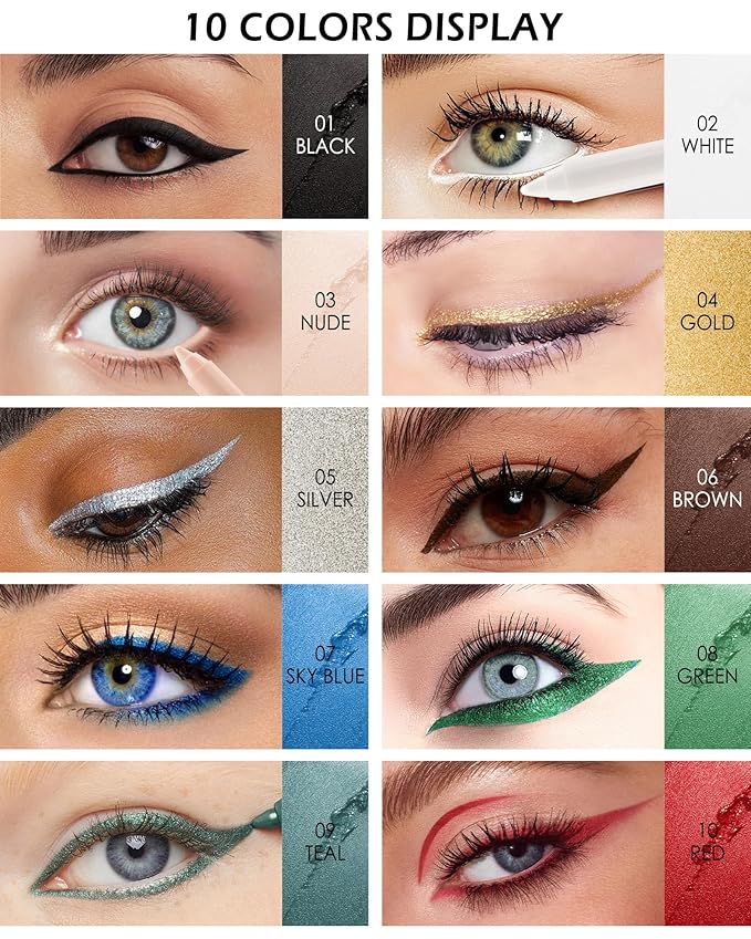 Nude Waterline Eyeliner Gel Pencil,Peach Eyeliner Waterline Waterproof Smudge-Proof, Long Stay Eye Liner Brightener Pen with Sharpener, Safe for Sensitive Eyes, Soft Cream Rich Color Eye Makeup Pen-03