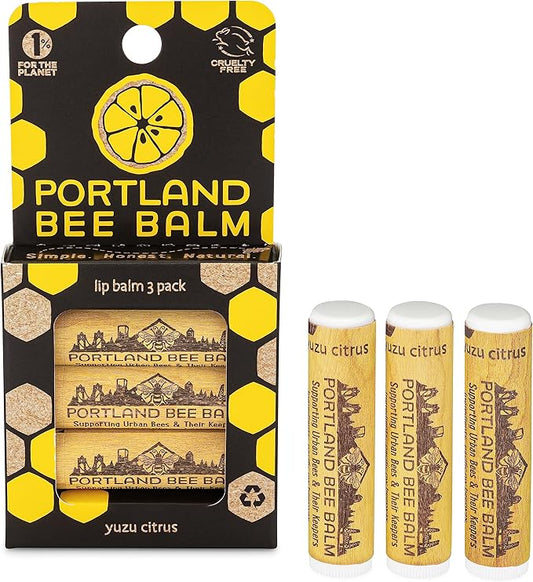 Portland Bee Balm All Natural Handmade Beeswax Based Lip Balm, Yuzu Citrus 3 Count-VivaGrace Women