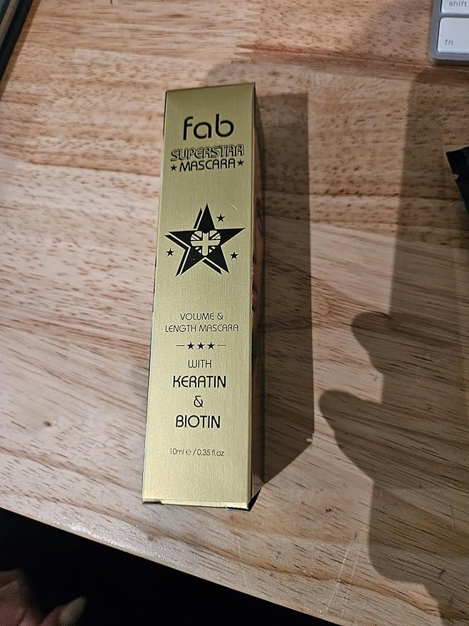 Fab Superstar Mascara: Waterproof Volumizing High Lash Lift Beauty Mascara: Black Liquid Mascarra for Bold Volume and Length - Infused with Keratin and Biotin for Longer, Better Defining Lashes - 10ml