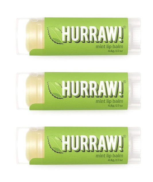 Hurraw! Mint Lip Balm, 3 Pack: Organic, Certified Vegan, Cruelty and Gluten Free. Non-GMO, 100% Natural Ingredients. Bee, Shea, Soy and Palm Free. Made in USA-VivaGrace Women