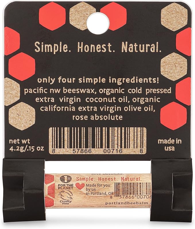 Portland Bee Balm All Natural Handmade Beeswax Based Lip Balm, Rose Garden 1 Count-VivaGrace Women