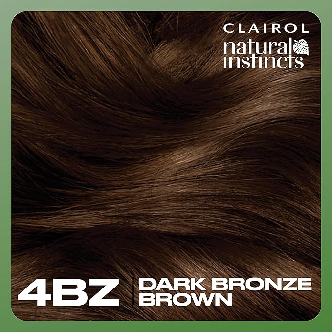 Clairol Natural Instincts Demi-Permanent Hair Dye, 4BZ Dark Bronze Brown Hair Color, Pack of 1-VivaGrace Women