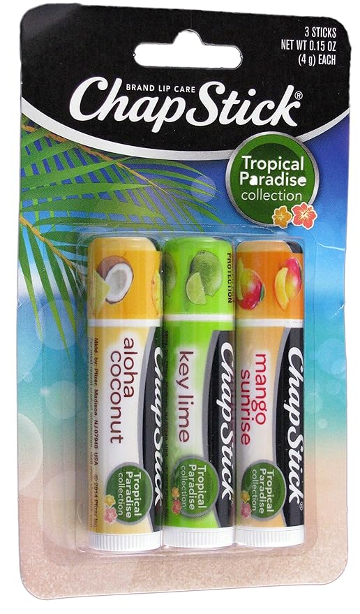 Chapstick Tropical Paradise Collection Lip Care Size .15 Ounce, 3 Sticks-VivaGrace Women