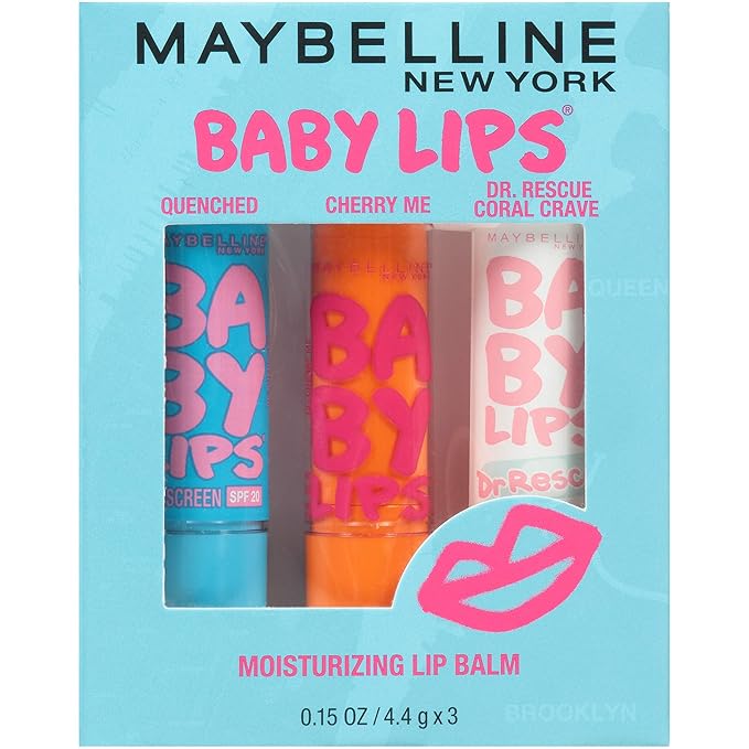 Maybelline New York Baby Lips Moisturizing Lip Balm 3-pack, Lip Care Essentials, 3 Shades-VivaGrace Women