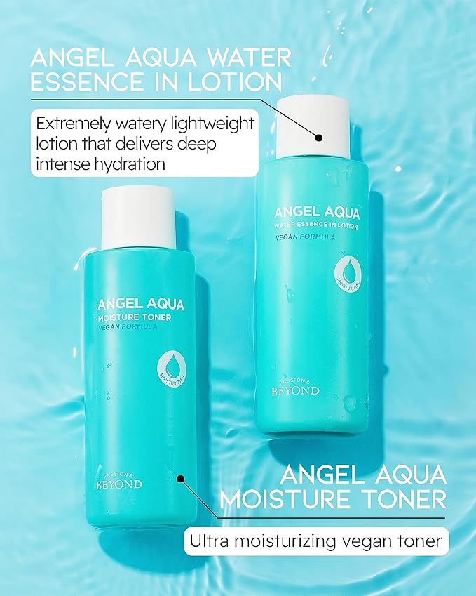 BEYOND Angel Aqua Moisture Skincare Set (Skincare Set, 11.2fl oz , 3-Piece Set) - Vegan Formula Korean Skin Care for Dry & Rough Skin , Hyaluronic Acid, Cica, Pantenol-VivaGrace Women