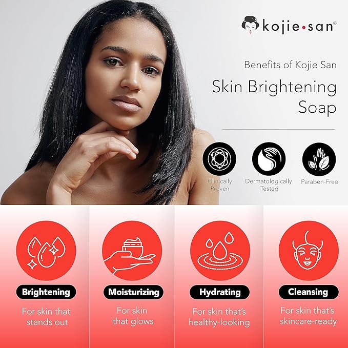 Kojie San Face & Body Skin Brightening Shower 9pc Set - the Original Kojic Acid Soap that Helps Reduce Dark Spots 6 x 135g Bars, Soap Dish and Facial Cleansing Brush…-VivaGrace Women