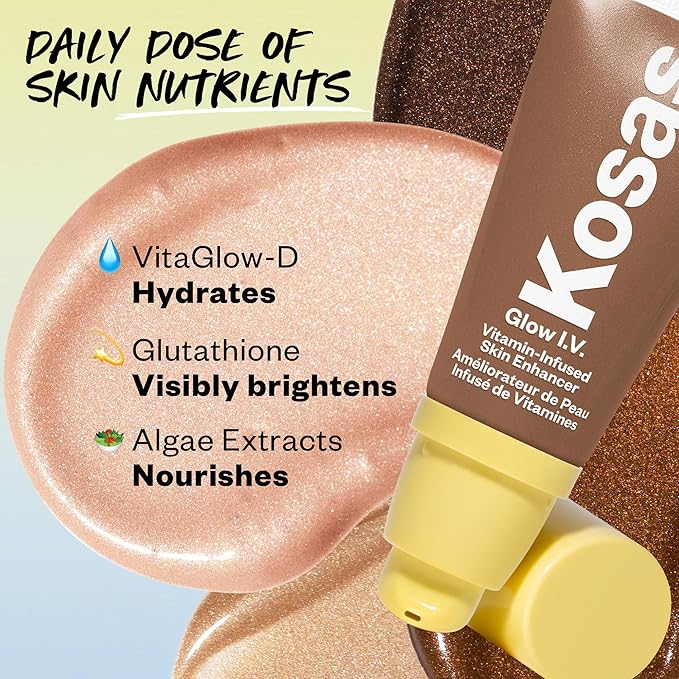 Kosas Glow I.V. Vitamin-Infused Skin Enhancer Face Makeup - Tinted Beauty Highlighter for a Healthy Glow - Recharge-VivaGrace Women