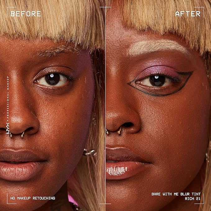 NYX PROFESSIONAL MAKEUP Bare With Me Blur Skin Tint Foundation Make Up with Matcha, Glycerin & Niacinamide - Rich-VivaGrace Women