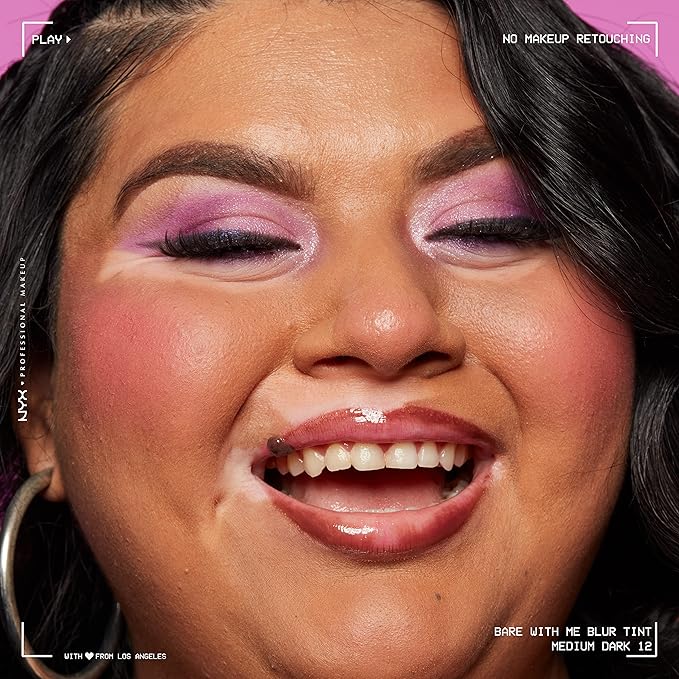 NYX PROFESSIONAL MAKEUP Bare With Me Blur Skin Tint Foundation Make Up with Matcha, Glycerin & Niacinamide - Medium Dark-VivaGrace Women