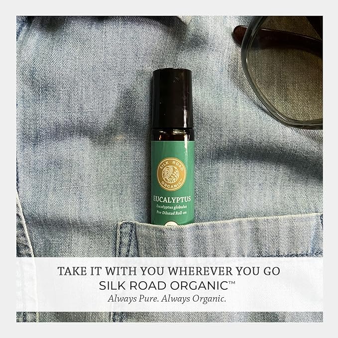 Silk Road Organic Eucalyptus Essential Oil Roll On, 100% Pure USDA Certified - Respiratory Health, Colds, Cough, Sinus & Allergy Congestion - 10 ml Roller - Always Pure, Always Organic-VivaGrace Women