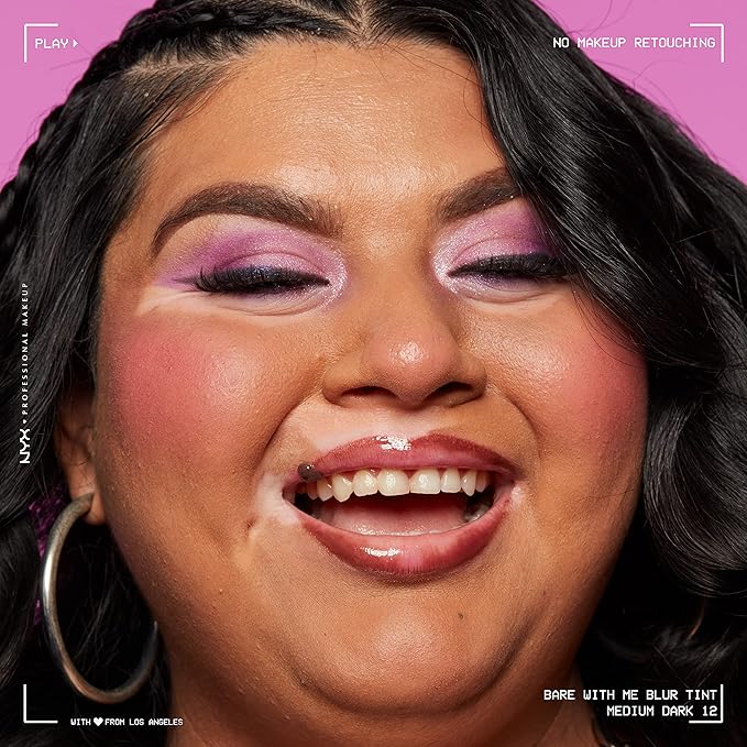 NYX PROFESSIONAL MAKEUP Bare With Me Blur Skin Tint Foundation Make Up with Matcha, Glycerin & Niacinamide - Medium Dark-VivaGrace Women