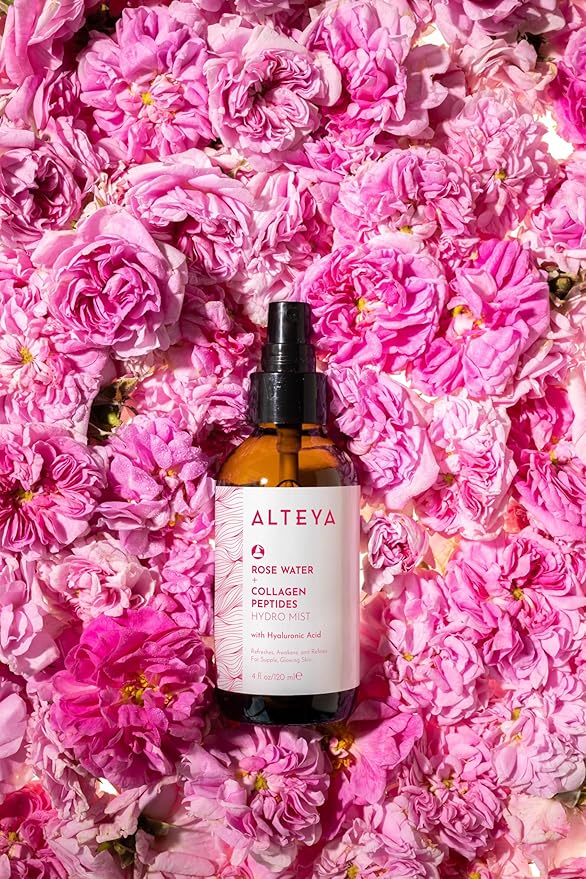 Alteya Organics Rose Water Face Toner – With Collagen Peptides & Hyaluronic Acid – Hydrating Facial Mist for Anti-Aging, Firming & Radiant Skin – 4 Fl Oz / 120mL-VivaGrace Women
