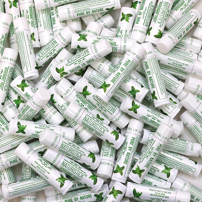 150-Pack Lip Balm in Bulk by Naturistick. Peppermint Scent. 100% Natural Ingredients. Best Beeswax Chapstick for Dry, Chapped Lips. Made in USA-VivaGrace Women
