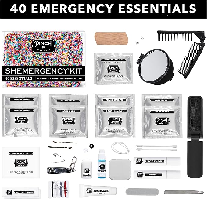Pinch Provisions Shemergency Kit for Her, 40 Emergency Essential Items, Compact, Multi-Functional Pouch, Gift for Women, Birthday, Bachelorette Parties, and More!-VivaGrace Women