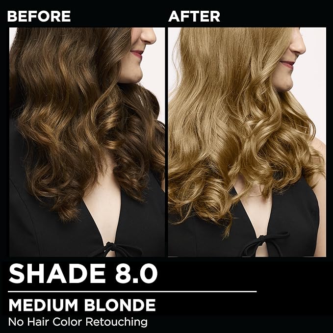 Garnier Hair Color Olia Ammonia-Free Brilliant Color Oil-Rich Permanent Hair Dye, 8.0 Medium Blonde, 2 Count (Packaging May Vary)-VivaGrace Women