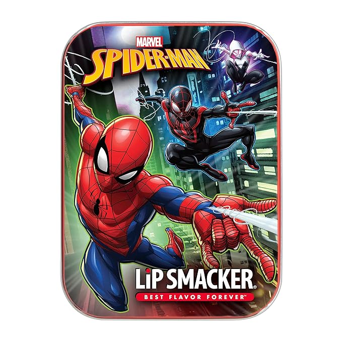Lip Smacker Marvel Spiderman Holiday 3 pcs Flavored Lip Balm Tin, Stocking Stuff For Boys-VivaGrace Women