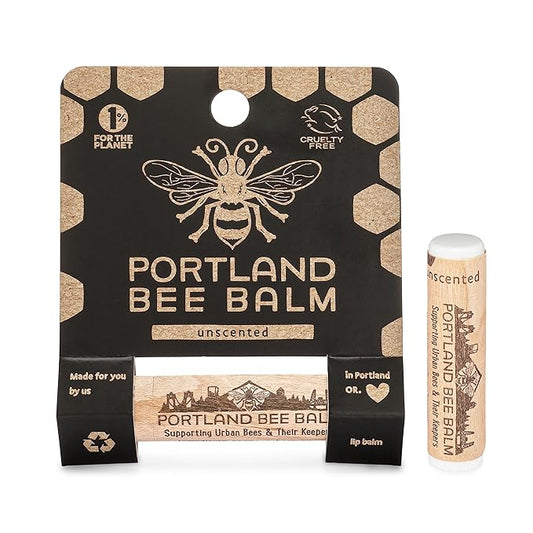 Portland Bee Balm All Natural Handmade Beeswax Based Lip Balm, Unscented 1 Count-VivaGrace Women