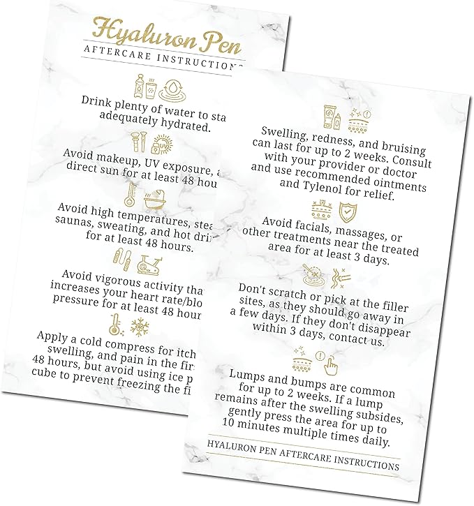 100 Pack - Premium Hyaluron Pen Lip Filler Aftercare Instructions Card 2 x 3.5" Accessories Supplies Kit Care - HP22A100_N-VivaGrace Women