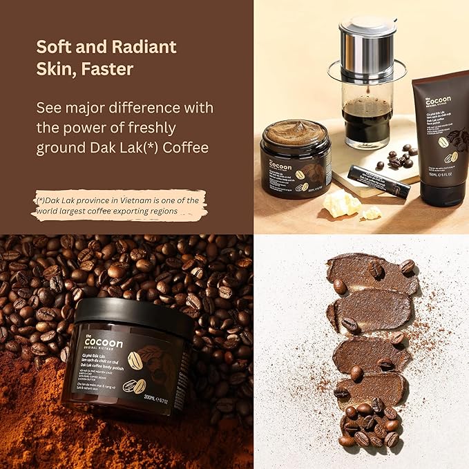 Cocoon Dak Lak Coffee Body Polish with Refill Bag. 100% Vegan Exfoliating Scrub for Smooth & Glowing Skins | Reduce Stretch Marks, Acne & Cellulite | Gift for Coffee Lovers (27 fl oz)-VivaGrace Women