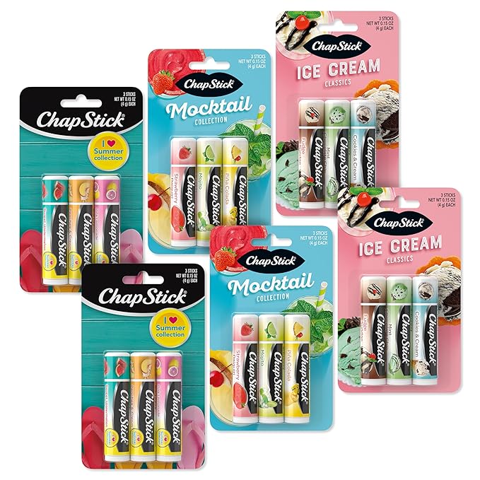 ChapStick Summer Variety Lip Balm Pack in Joyful Flavors- 0.15 Oz x 18 Sticks-VivaGrace Women