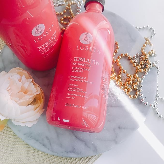 Luseta Keratin Smooth Shampoo and Conditioner Set Moisturizing and Hydrating for Damaged and Dry Hair Prevent Further Breakage Free of Sulfate and phosphate-VivaGrace Women