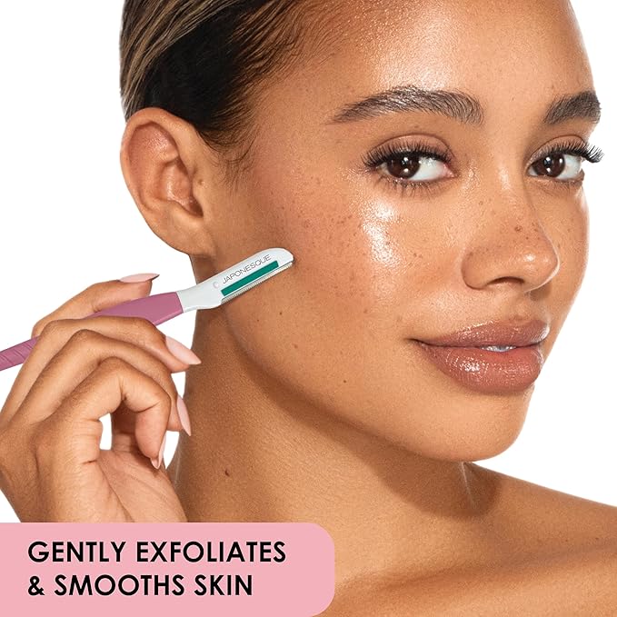 JAPONESQUE Dermaplaner with Soothing Aloe Comfort Strip - Skin Tool with Ultra Precision Blade for Facial Hair Removal and Exfoliation, 3pk.-VivaGrace Women