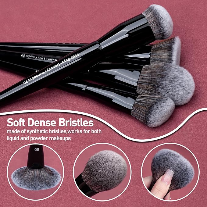 Bueart Design 19Pcs Professional Grade Labeled Makeup Brushes Set, Large Foundation Powder Contour Concealer eyeshadow Blush EyeLiner Make up Brushes,Premium Synthetic hair,Vegan Cruelty-free-VivaGrace Women