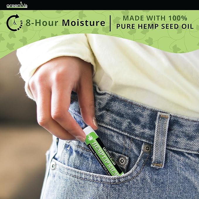 GreenIVe Hemp Lip Balm, Vegan, Omegas 3 & 6, Vitamin E, L-Lysine, Hydrating Handcrafted (3)-VivaGrace Women