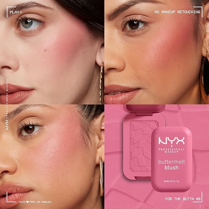 NYX PROFESSIONAL MAKEUP Buttermelt Powder Blush, Fade and Transfer-Resistant Blush, Up to 12HR Make Up Wear, Vegan Formula - For The Butta-VivaGrace Women