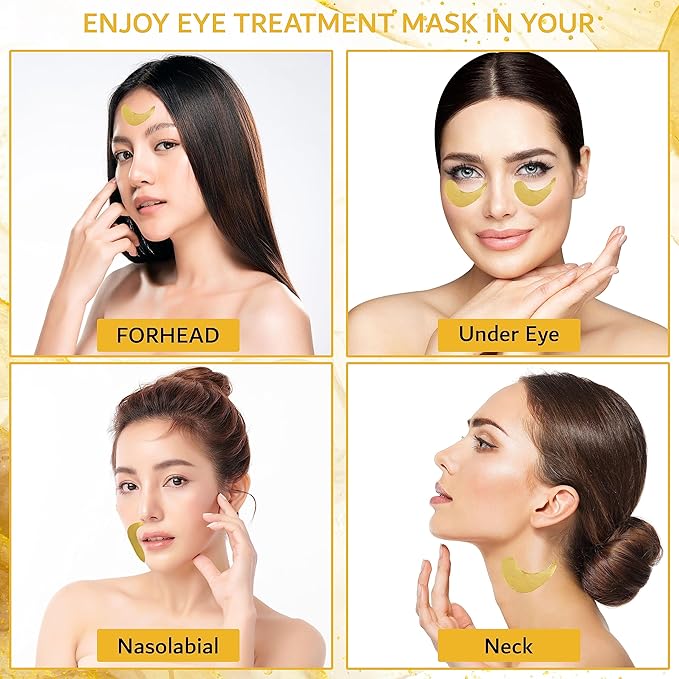 32 Pairs 24K Gold Under Eye Patches - Dark Circle & Puffy Eye Treatment - Anti-Aging Hydrogel for Wrinkle Reduction & Skin Rejuvenation - Reduces Wrinkles & Freshens Skin-VivaGrace Women