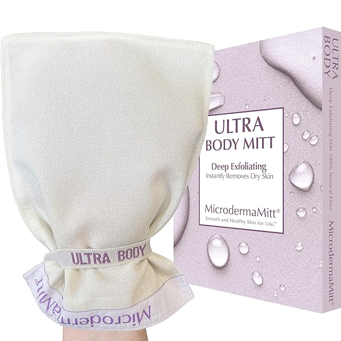 MicrodermaMitt ULTRA Exfoliating Mitt - The Ultimate Deep Exfoliating Body Scrubber Kese Glove – Keratosis Pilaris, Strawberry Skin Treatment, Reduce Ingrown Hair, Turkish Body Scrubber Exfoliator-VivaGrace Women