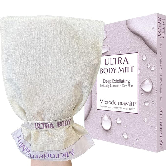 MicrodermaMitt ULTRA Exfoliating Mitt - The Ultimate Deep Exfoliating Body Scrubber Kese Glove – Keratosis Pilaris, Strawberry Skin Treatment, Reduce Ingrown Hair, Turkish Body Scrubber Exfoliator-VivaGrace Women