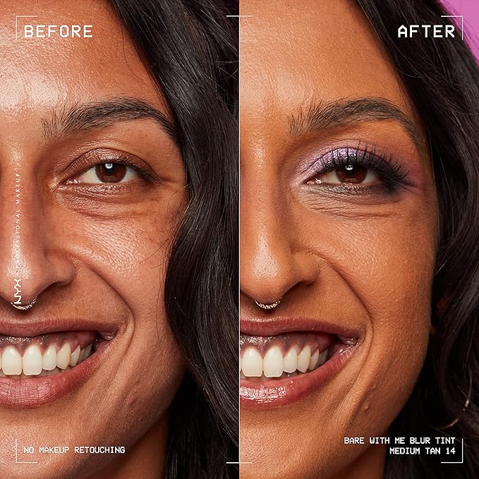 NYX PROFESSIONAL MAKEUP Bare With Me Blur Skin Tint Foundation Make Up with Matcha, Glycerin & Niacinamide - Medium Tan-VivaGrace Women