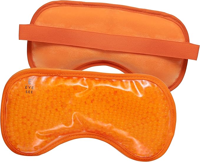 Plush Gel Eye Mask for Puffy Eyes, Orange - Cold Eye mask to Treat Dark Circles, Sinuses, Dry Eyes, and for Allergy Relief - Microwave Safe for Heat Therapy-VivaGrace Women