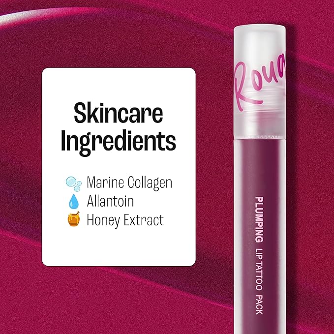 Rouge Star Plumping Lip Tattoo (0.17 oz) - 72-HR Long Lasting Waterproof Peel Off Lip Stain - Transfer-Proof, Non -Sticky Hydrating Matte Lip Tint Tattoo (Plum Berry)-VivaGrace Women