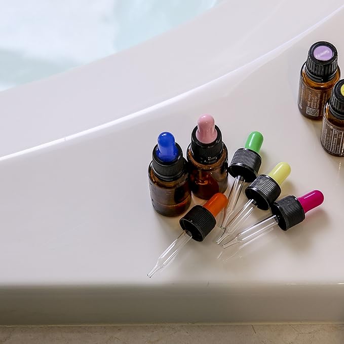Year of Plenty Glass Eye Droppers for 10ml & 15ml Essential Oil Bottles | Set of 12 | Multicolored | Compatible with doTERRA, Young Living, Plant Therapy, Plnt Guru, Rocky Mtn, Edens Grdn-VivaGrace Women