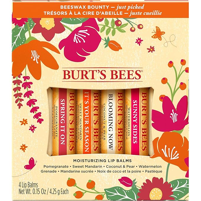 Burt's Bees Gifts, 4 Lip Balm Products, Just Picked Set - Pomegranate, Sweet Mandarin, Coconut Pear & Watermelon (4 Pack)-VivaGrace Women