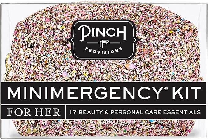 Pinch Provisions Rose Gold Minimergency Kit, includes 17 Travel-Sized Cosmetic Essentials, Convenient for Purses, Emergency Beauty Accessories, Gifts for Holiday’s & Birthday’s-VivaGrace Women