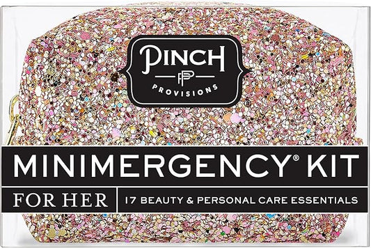 Pinch Provisions Rose Gold Minimergency Kit, includes 17 Travel-Sized Cosmetic Essentials, Convenient for Purses, Emergency Beauty Accessories, Gifts for Holiday’s & Birthday’s-VivaGrace Women