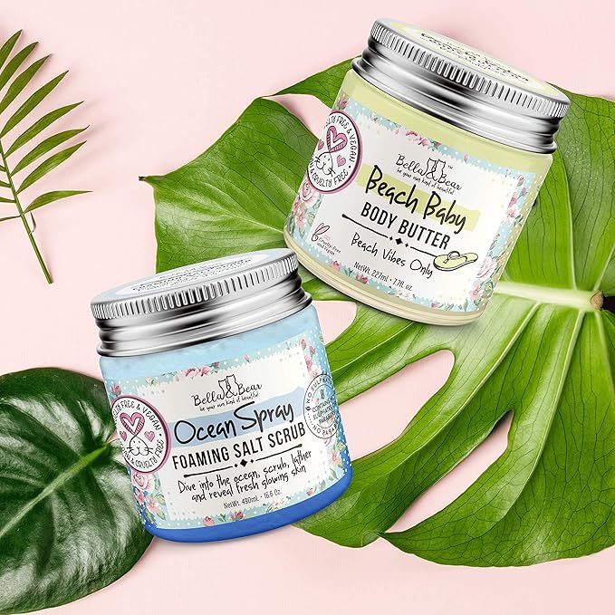 Bella and Bear Beach Baby Body Butter - Moisturizing Shea Cream for Women - Vegan, Cruelty& Oil-Free - Helps Prevents Pregnancy Stretch Marks 6.76-oz-VivaGrace Women