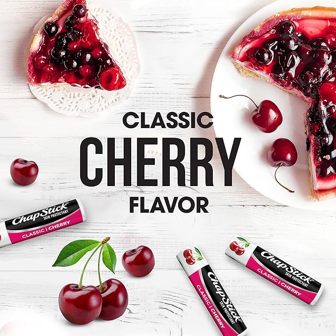 ChapStick Classic Cherry Lip Balm Tube, Flavored Lip Balm for Lip Care on Chafed, Chapped or Cracked Lips - 0.15 Oz-VivaGrace Women