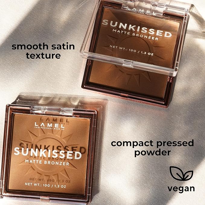 LAMEL Sunkissed Matte Bronzer Face Powder - Non-Shimmer, Long Lasting, Non-Greasy Bronzing Organic Makeup Formula - Matte Finish - Natural Tan Skin - N. 401-0.35oz.-VivaGrace Women